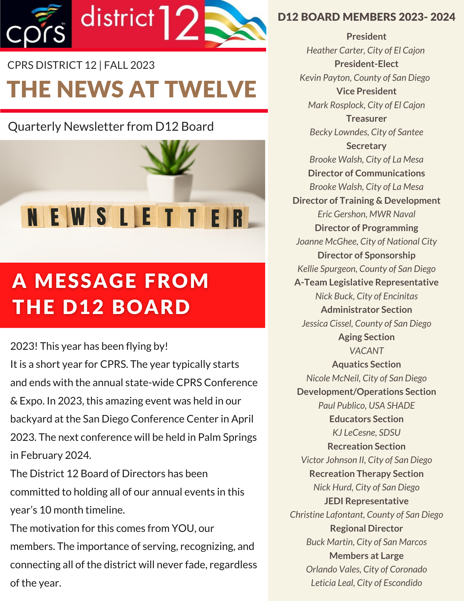 D12 Newsletter